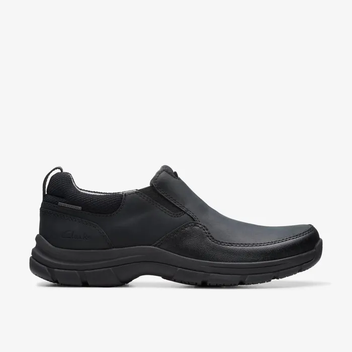 Walpath Step Black Leather Men Clarks Loafers and Slip Ons