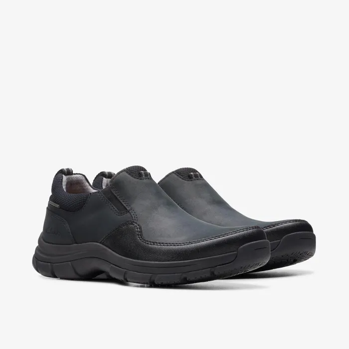 Walpath Step Black Leather Men Clarks Loafers and Slip Ons