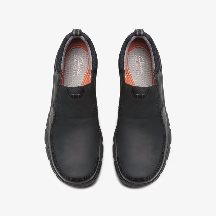 Walpath Step Black Leather Men Clarks Loafers and Slip Ons