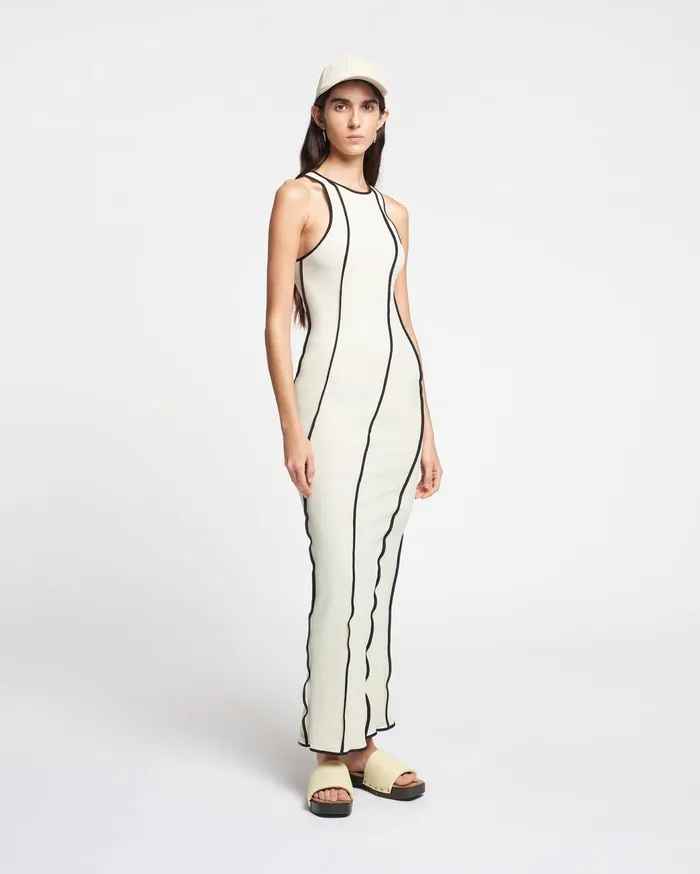 Wanda Patchwork MeshJersey Midi Dress White WaxBlack Women Nanushka Dresses