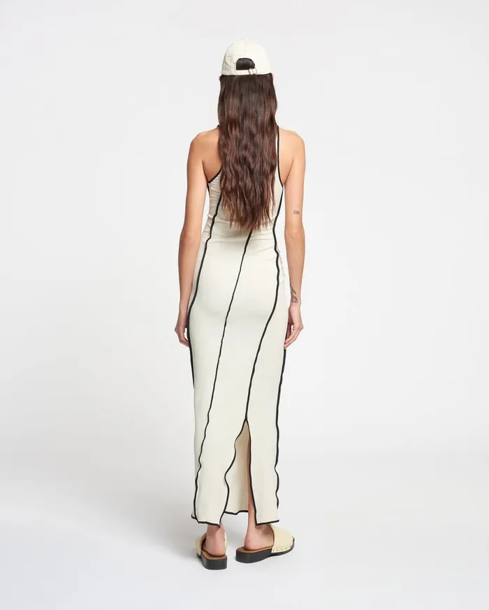 Wanda Patchwork MeshJersey Midi Dress White WaxBlack Women Nanushka Dresses