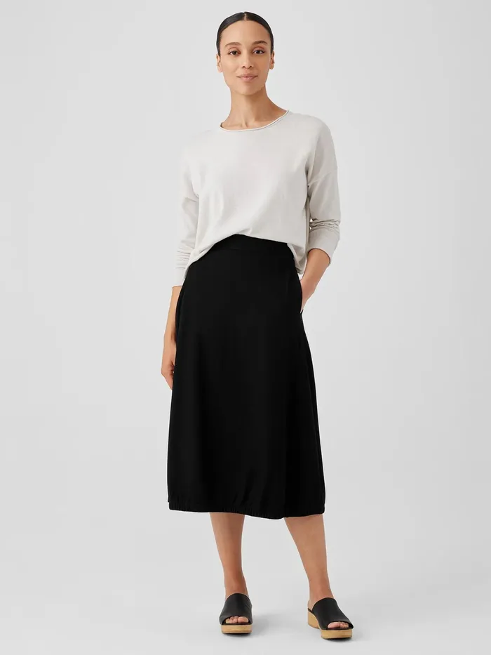 Washable Stretch Crepe Lantern Skirt Black Women Eileen Fisher Dresses and Skirts
