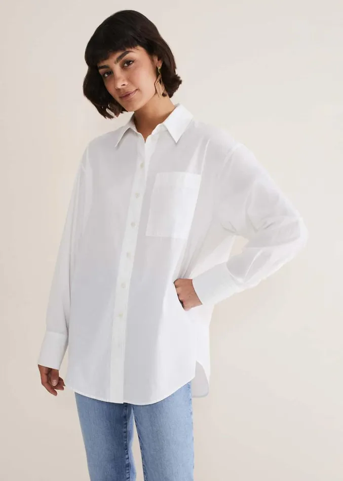White Cotton Oversized Shirt White Women Phase Eight Shirts and Blouses