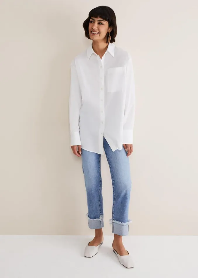 White Cotton Oversized Shirt White Women Phase Eight Shirts and Blouses