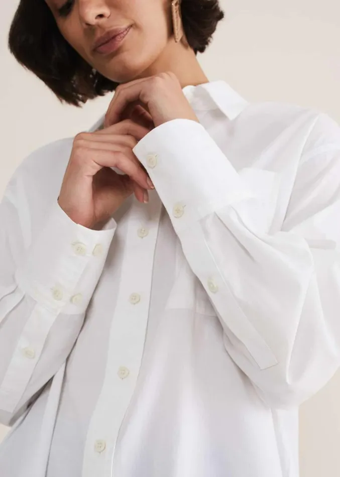 White Cotton Oversized Shirt White Women Phase Eight Shirts and Blouses