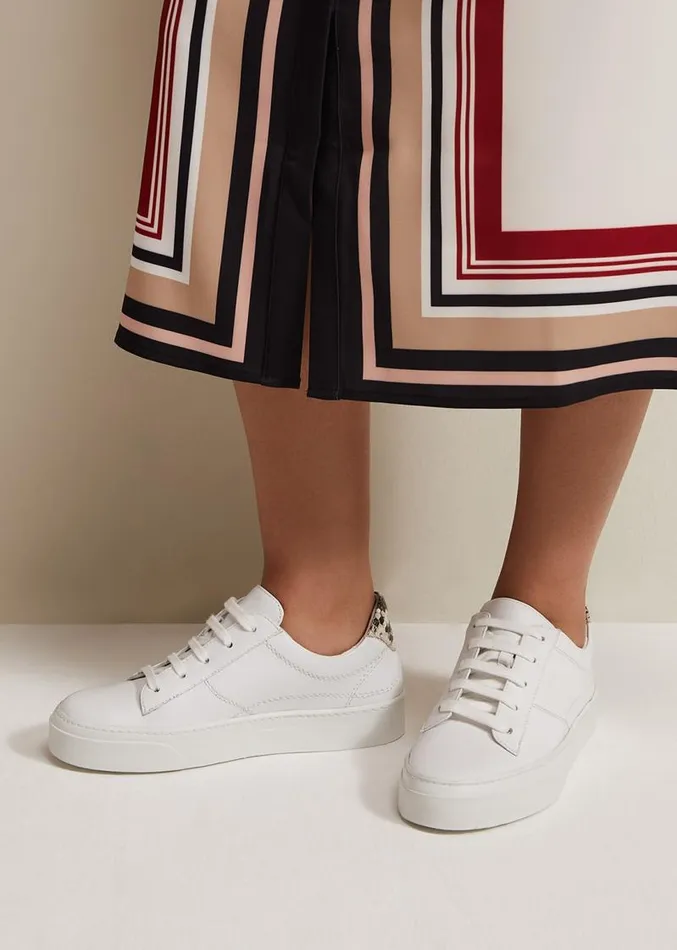 White Leather Trainers White Women Phase Eight Flats