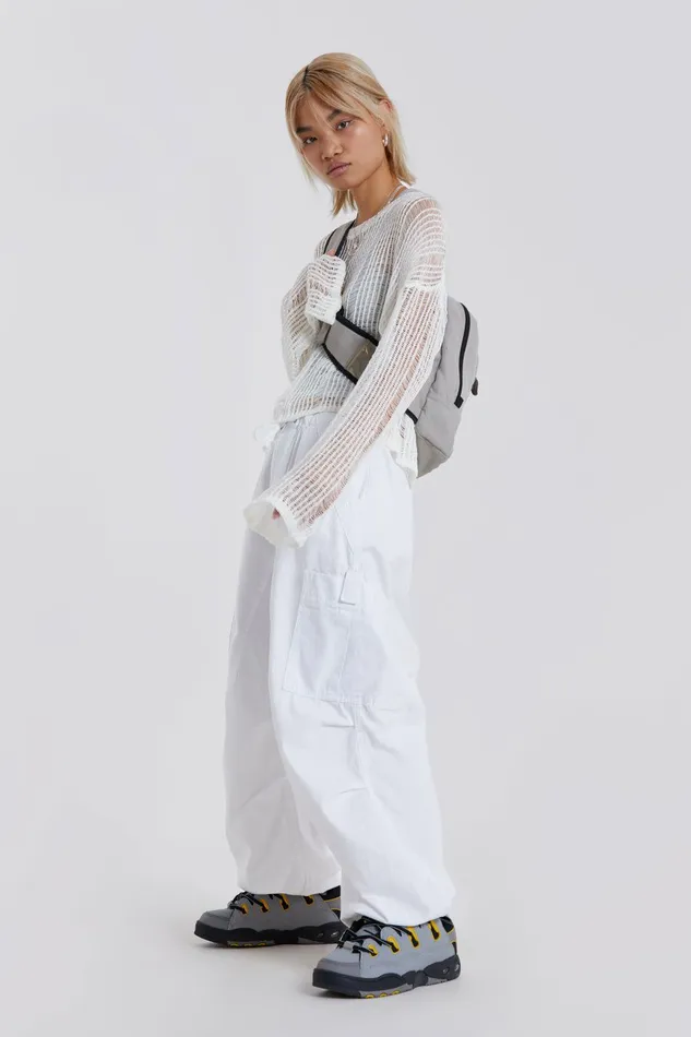 White Parachute Cargo Pants White Women Jaded London Parachute Pants White Parachute Cargo Pants White Women Jaded London Parachute Pants