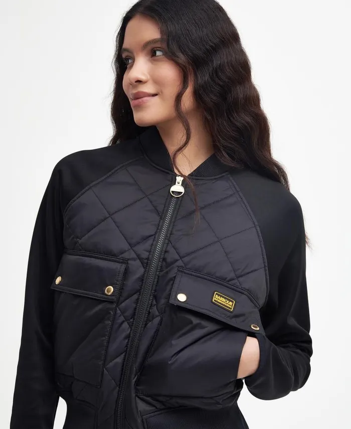 Wilson Quilted Sweatshirt Classic Black Women Barbour Hoodies and Sweatshirts