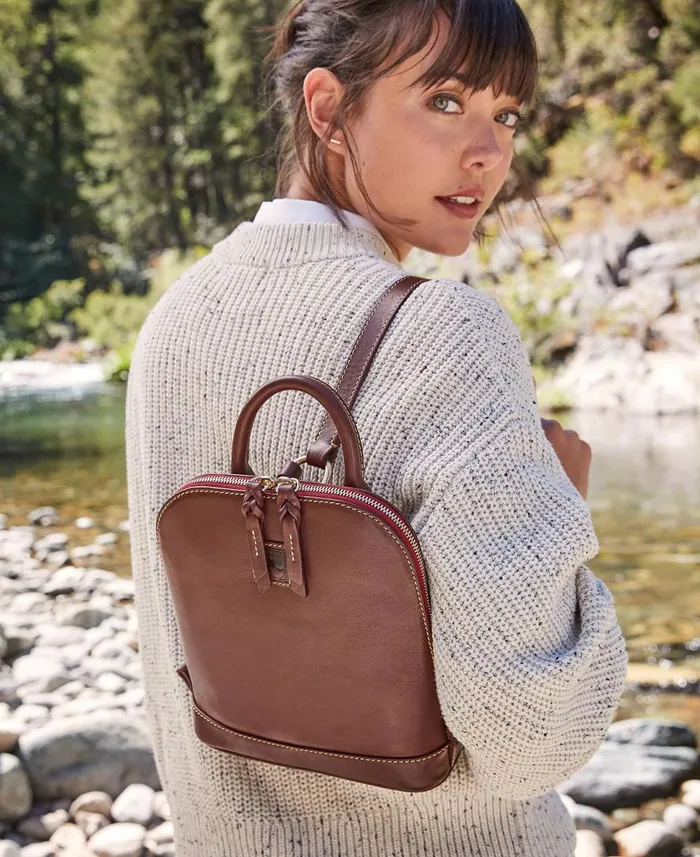 Woman Florentine Small Zip Pod Backpack Natural Dooney and Bourke Backpacks