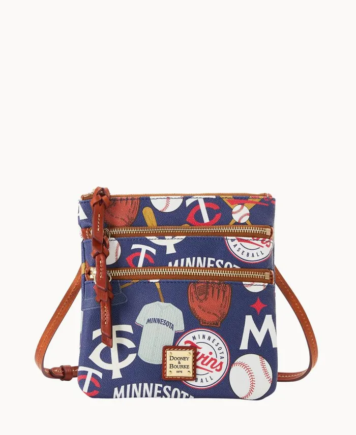 Woman MLB Twins N S Triple Zip Crossbody Twins Dooney and Bourke Crossbodies