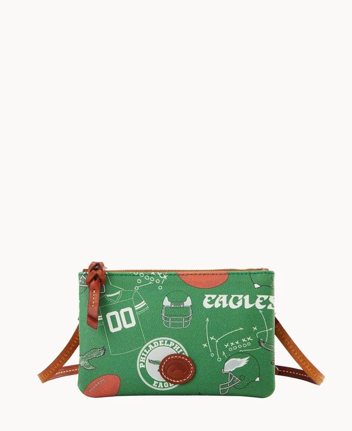 Woman NFL Eagles Top Zip Crossbody Eagles Dooney and Bourke Crossbodies