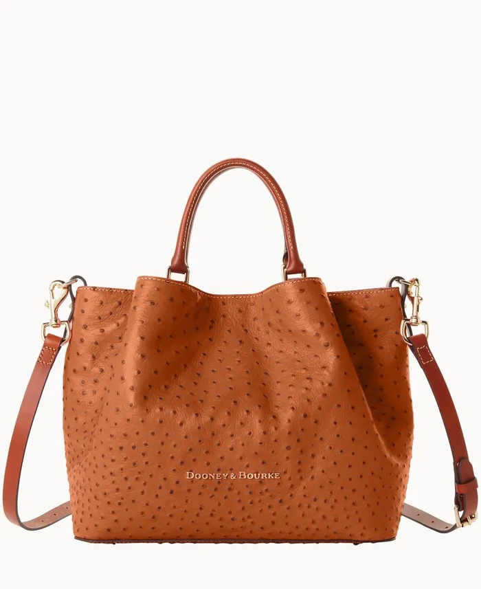 Woman Ostrich Large Barlow Caramel Dooney and Bourke Satchels