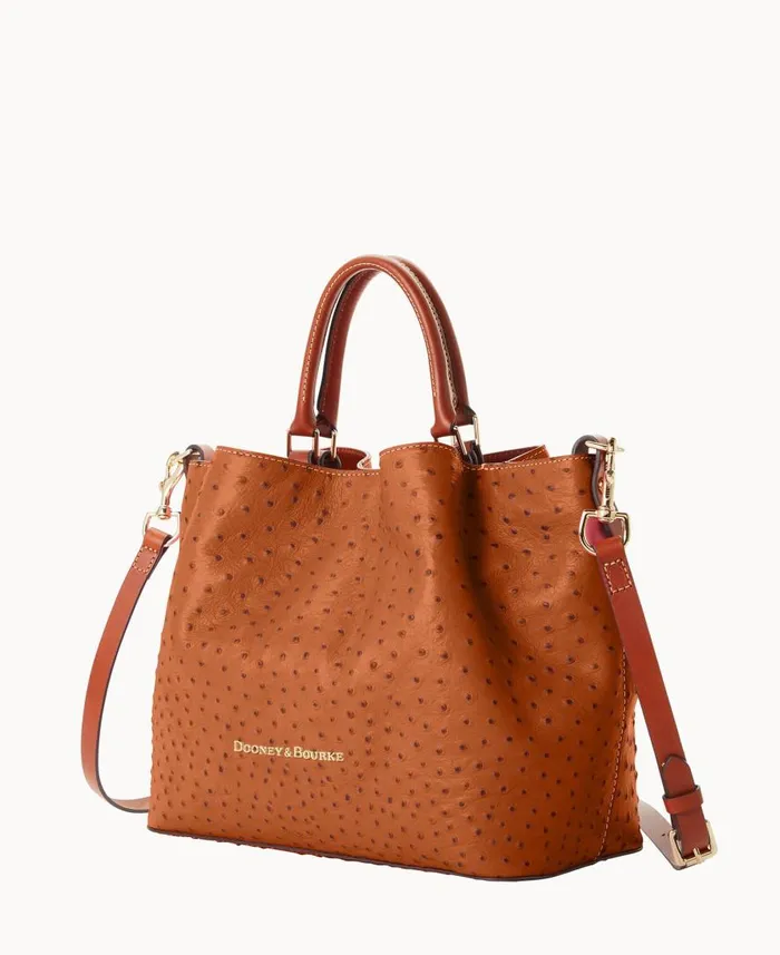 Woman Ostrich Large Barlow Caramel Dooney and Bourke Satchels Woman Ostrich Large Barlow Caramel Dooney and Bourke Satchels