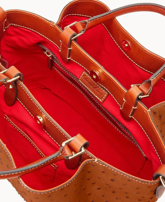 Woman Ostrich Large Barlow Caramel Dooney and Bourke Satchels Woman Ostrich Large Barlow Caramel Dooney and Bourke Satchels
