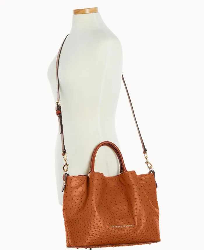 Woman Ostrich Large Barlow Caramel Dooney and Bourke Satchels Woman Ostrich Large Barlow Caramel Dooney and Bourke Satchels