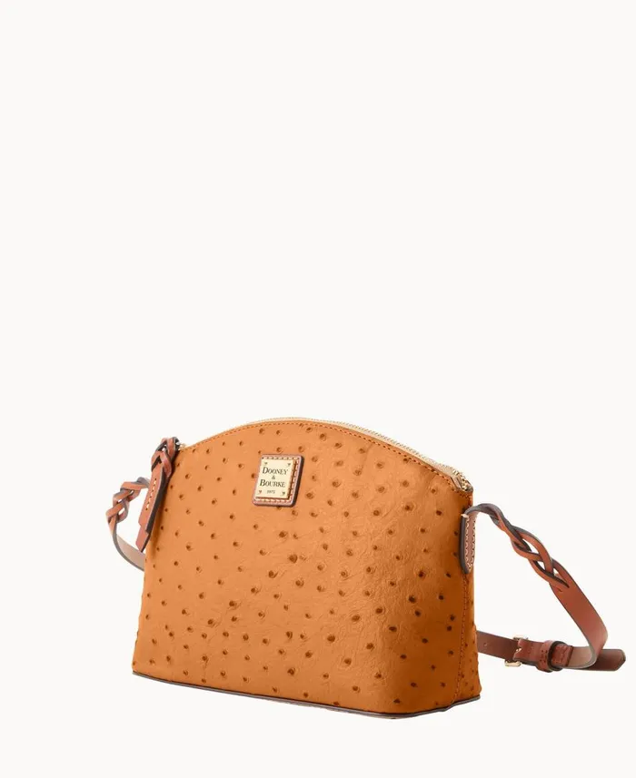 Woman Ostrich Penny Crossbody Caramel Dooney and Bourke Crossbodies Woman Ostrich Penny Crossbody Caramel Dooney and Bourke Crossbodies