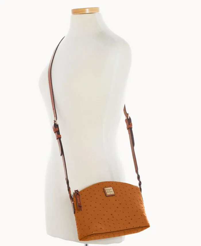 Woman Ostrich Penny Crossbody Caramel Dooney and Bourke Crossbodies Woman Ostrich Penny Crossbody Caramel Dooney and Bourke Crossbodies