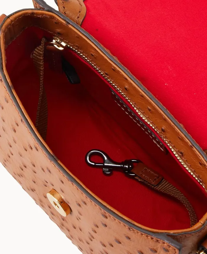 Woman Ostrich Saddle Bag Caramel Dooney and Bourke Crossbodies