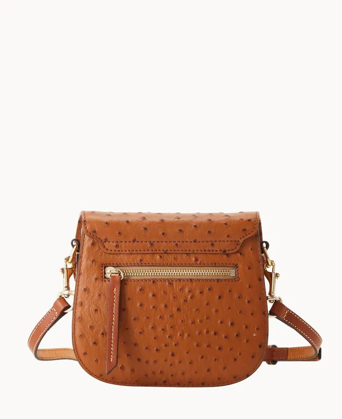 Woman Ostrich Saddle Bag Caramel Dooney and Bourke Crossbodies
