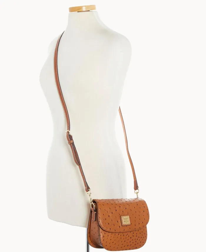 Woman Ostrich Saddle Bag Caramel Dooney and Bourke Crossbodies