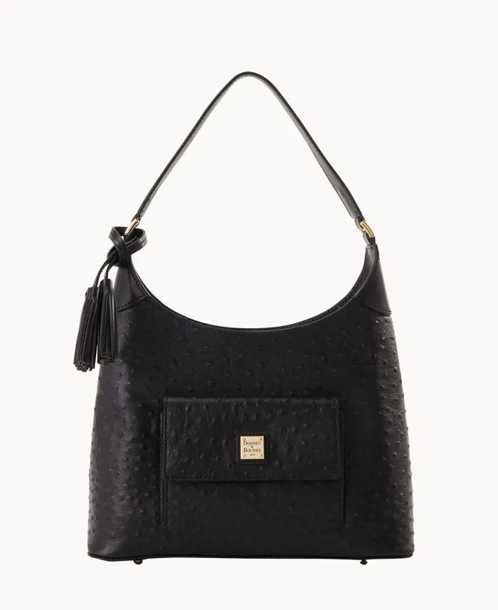 Woman Ostrich Small Hobo Black Dooney and Bourke Shoulder Bags