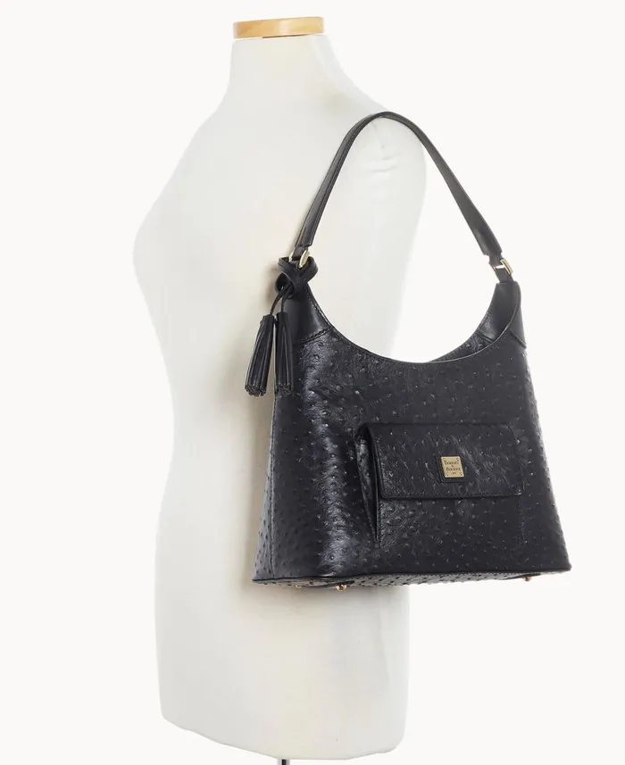 Woman Ostrich Small Hobo Black Dooney and Bourke Shoulder Bags Woman Ostrich Small Hobo Black Dooney and Bourke Shoulder Bags