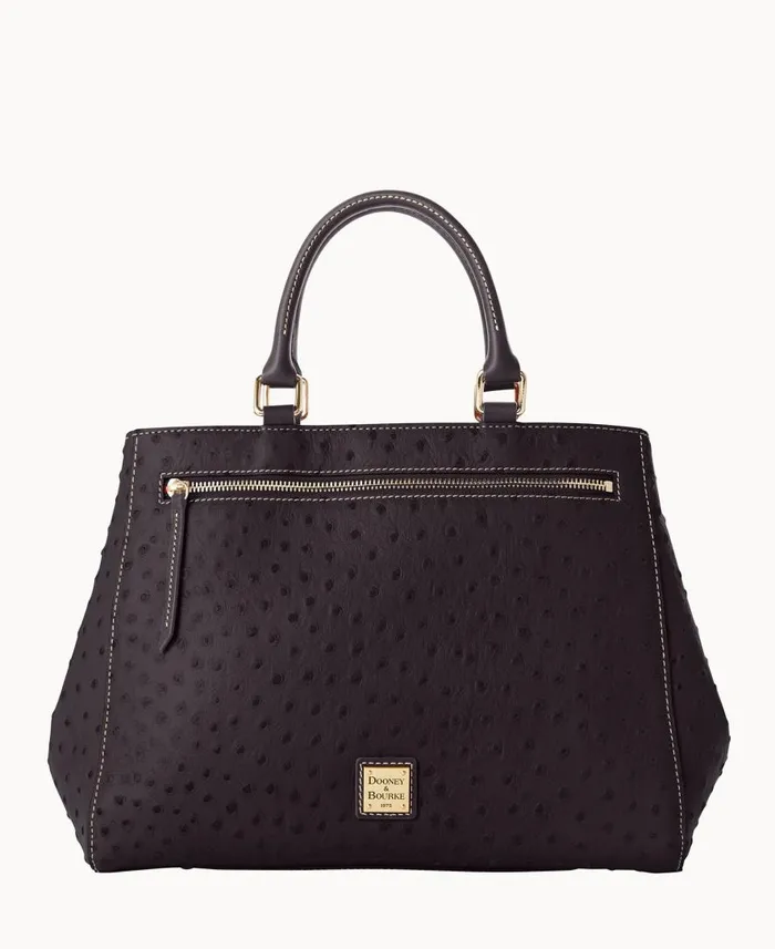 Woman Ostrich Zip Satchel Black Black Dooney and Bourke Satchels