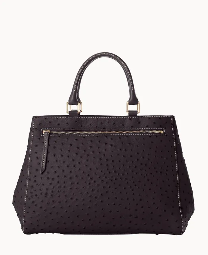 Woman Ostrich Zip Satchel Black Black Dooney and Bourke Satchels Woman Ostrich Zip Satchel Black Black Dooney and Bourke Satchels