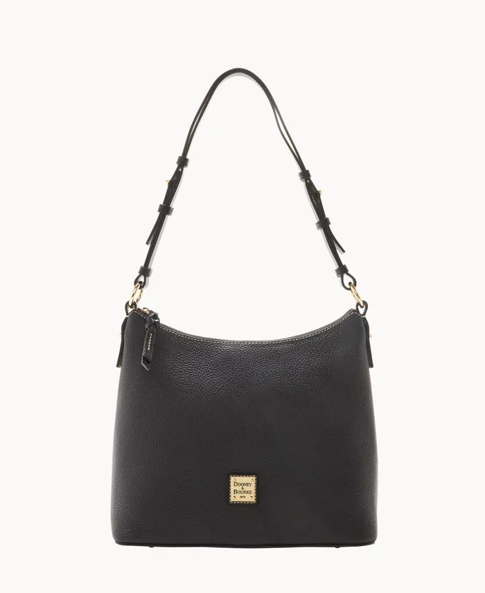 Woman Pebble Grain Hobo Black Black Dooney and Bourke Shoulder Bags