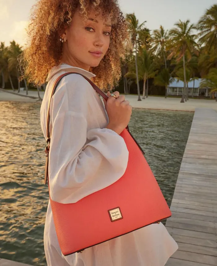 Woman Pebble Grain Hobo Caramel Dooney and Bourke Shoulder Bags