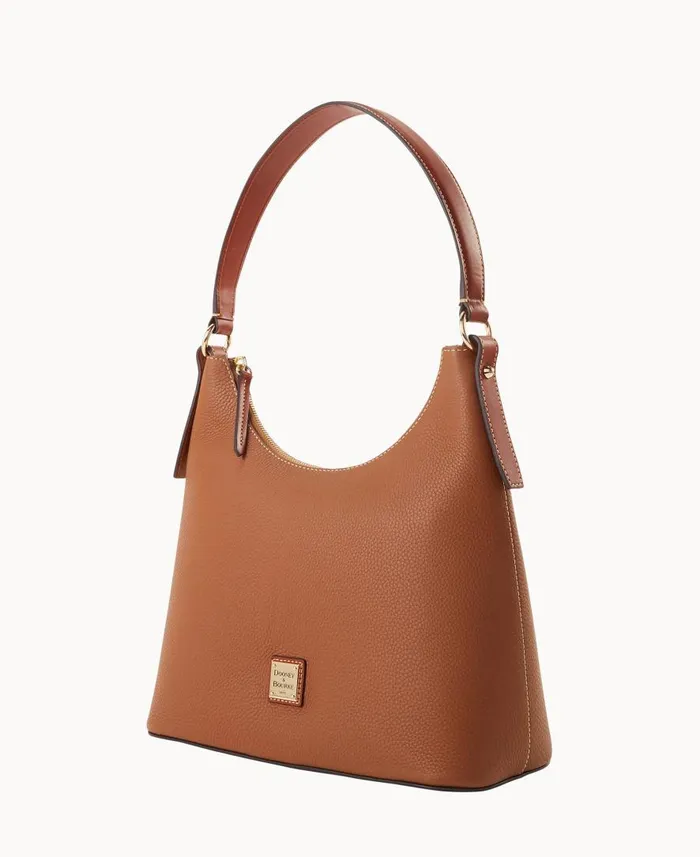 Woman Pebble Grain Hobo Caramel Dooney and Bourke Shoulder Bags