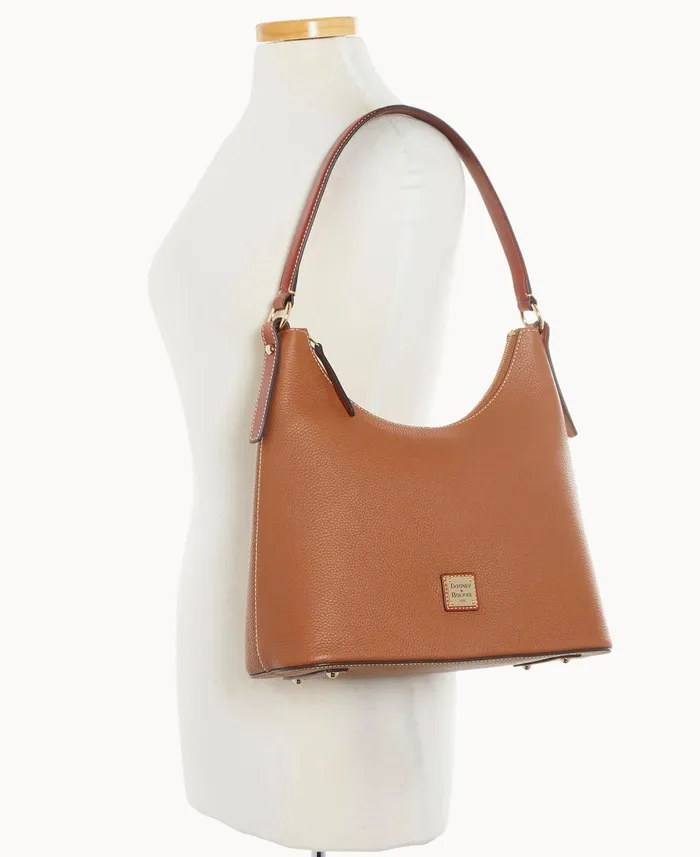 Woman Pebble Grain Hobo Caramel Dooney and Bourke Shoulder Bags