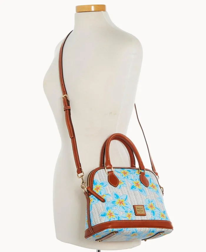 Woman Plumeria Satchel Sky Blue White Dooney and Bourke Satchels Woman Plumeria Satchel Sky Blue White Dooney and Bourke Satchels
