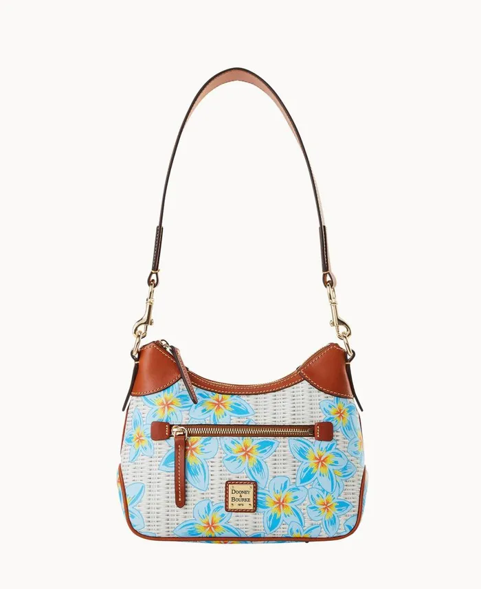 Woman Plumeria Small Hobo Sky Blue White Dooney and Bourke Shoulder Bags