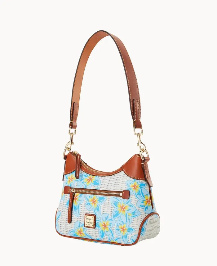 Woman Plumeria Small Hobo Sky Blue White Dooney and Bourke Shoulder Bags Woman Plumeria Small Hobo Sky Blue White Dooney and Bourke Shoulder Bags