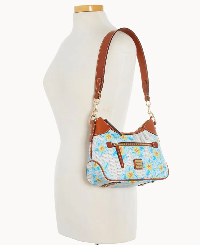 Woman Plumeria Small Hobo Sky Blue White Dooney and Bourke Shoulder Bags Woman Plumeria Small Hobo Sky Blue White Dooney and Bourke Shoulder Bags