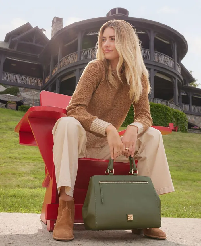 Woman Saffiano Zip Satchel Natural Dooney and Bourke Satchels Woman Saffiano Zip Satchel Natural Dooney and Bourke Satchels