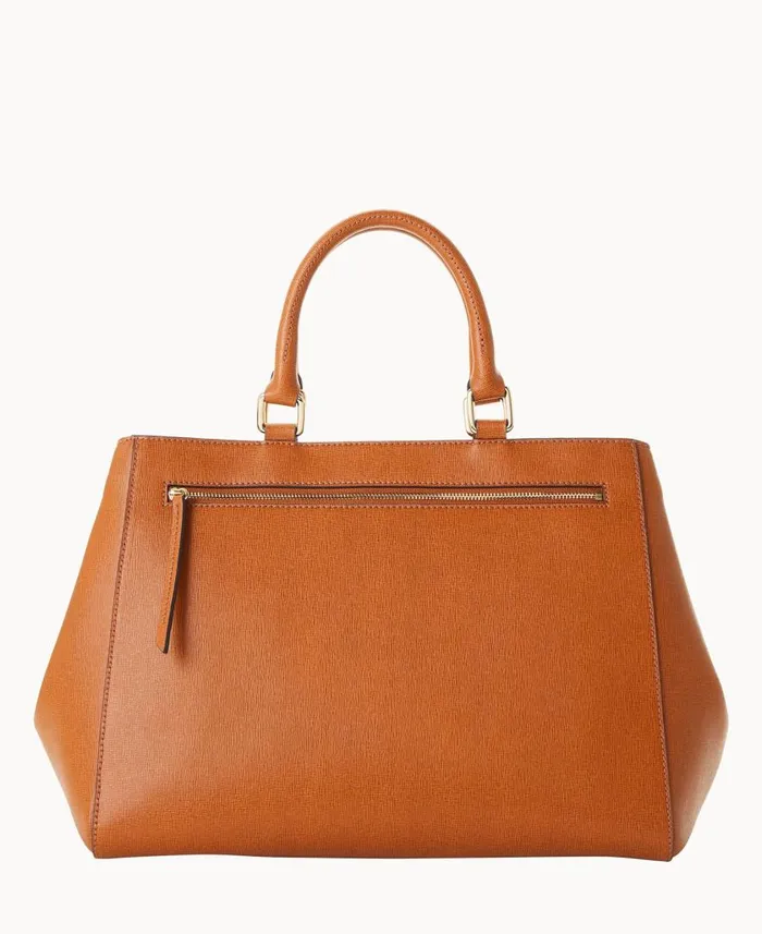 Woman Saffiano Zip Satchel Natural Dooney and Bourke Satchels Woman Saffiano Zip Satchel Natural Dooney and Bourke Satchels