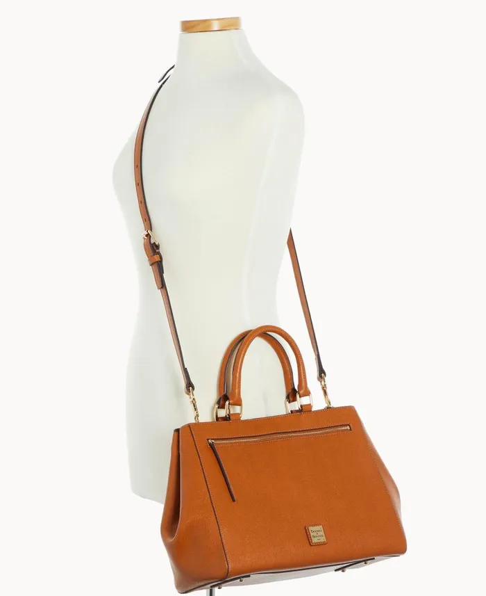 Woman Saffiano Zip Satchel Natural Dooney and Bourke Satchels Woman Saffiano Zip Satchel Natural Dooney and Bourke Satchels