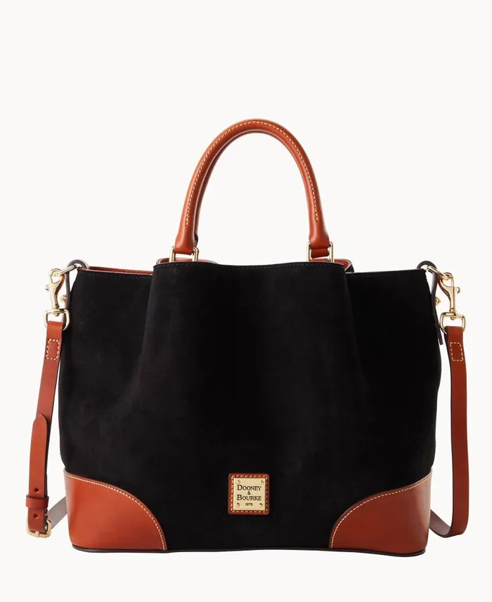 Woman Suede Brenna Black Dooney and Bourke Satchels