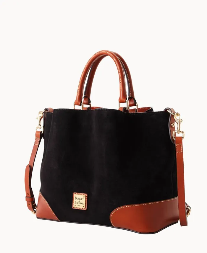 Woman Suede Brenna Black Dooney and Bourke Satchels