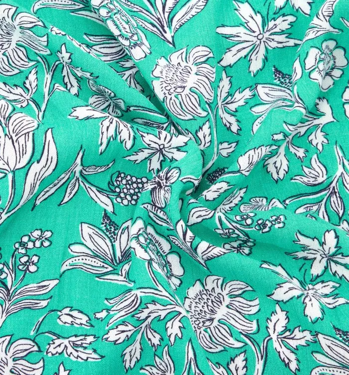 Women 3m Crinkle Viscose Fabric Cut 8211 Green Print Promod Fabric Cuts And Patterns