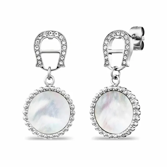 Women Aigner Jewelry Earrings With Logo And Round Pendant