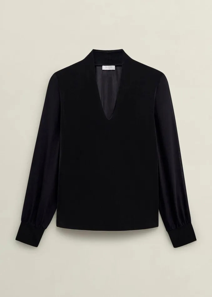 Women Aimee Velvet Top Black Hobbs Tops