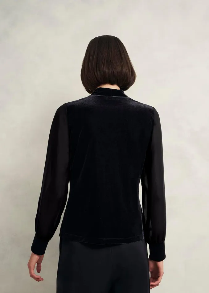 Women Aimee Velvet Top Black Hobbs Tops