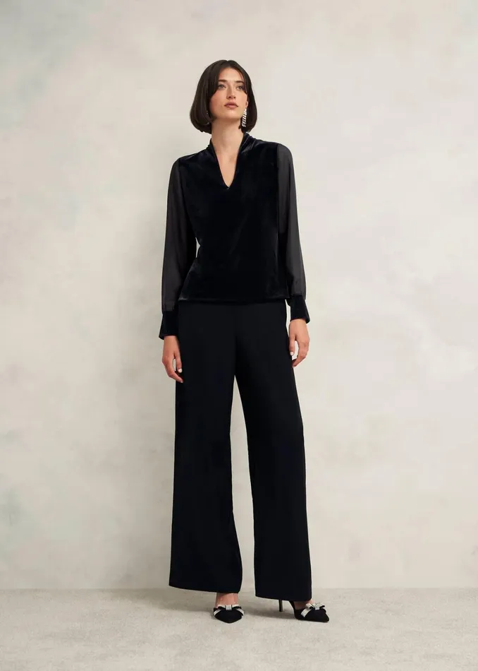 Women Aimee Velvet Top Black Hobbs Tops