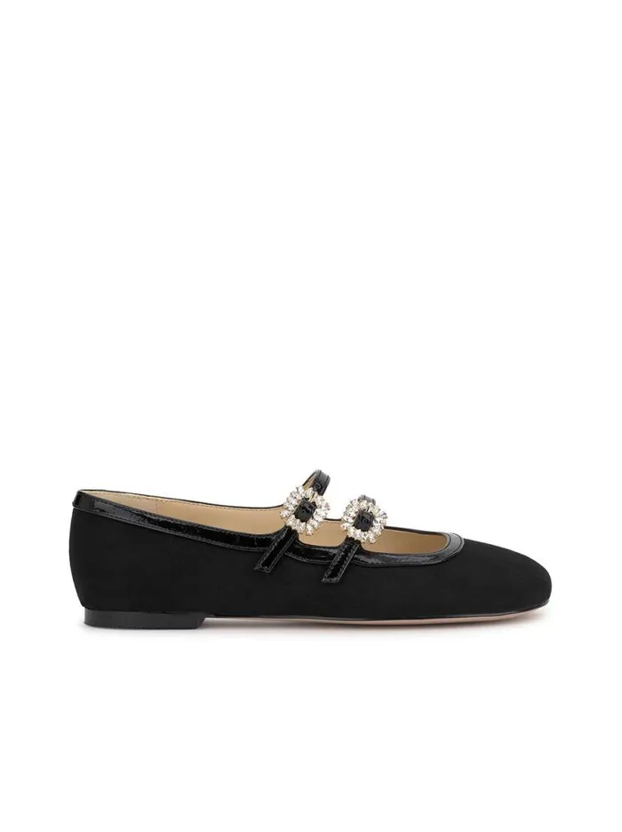 Women Allista Buckle Ballet Flat In Black Suede Jessica Simpson Flats