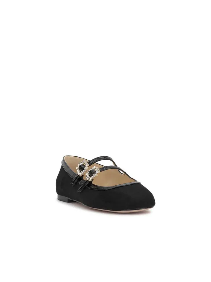 Women Allista Buckle Ballet Flat In Black Suede Jessica Simpson Flats