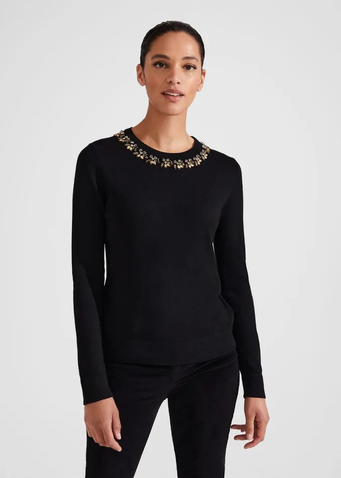 Women Alora Jumper With Wool Black Hobbs Jumpers and Cardigans