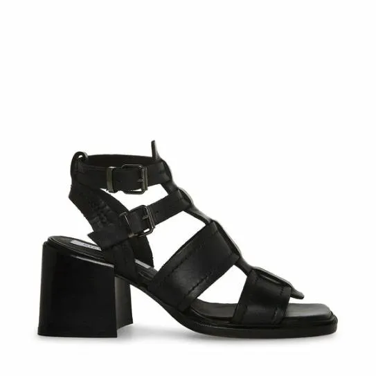 Women ANGELENE BLACK LEATHER Black Leather Steve Madden Sandals